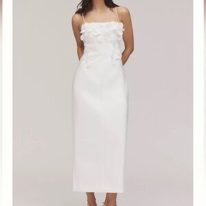 Acler Ivory Floral Embellished Midi Dress